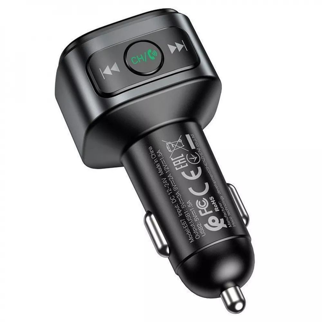 FM-модулятор HOCO E67 2USB QC3.0 BT5.0 black), зображення 7 FM-модулятор HOCO E67 2USB QC3.0 BT5.0 black), зображення 7