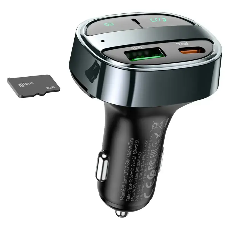 FM-модулятор HOCO E70 2USB QC3.0 PD30W), зображення 4