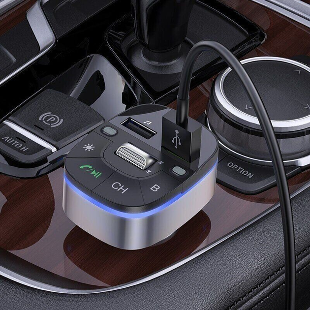 FM-модулятор HOCO E71 2USB QC3.0 BT5.0 Чорний), зображення 7 FM-модулятор HOCO E71 2USB QC3.0 BT5.0 Чорний), зображення 7
