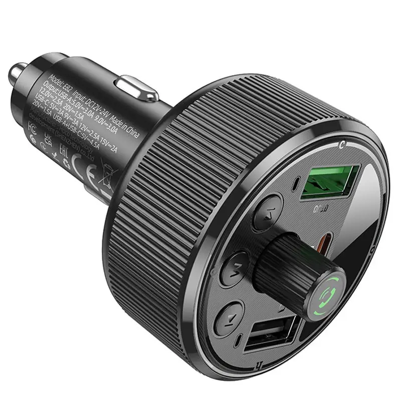 FM-модулятор HOCO E82 Guerrero PD30W QC3.0 Gray), зображення 6