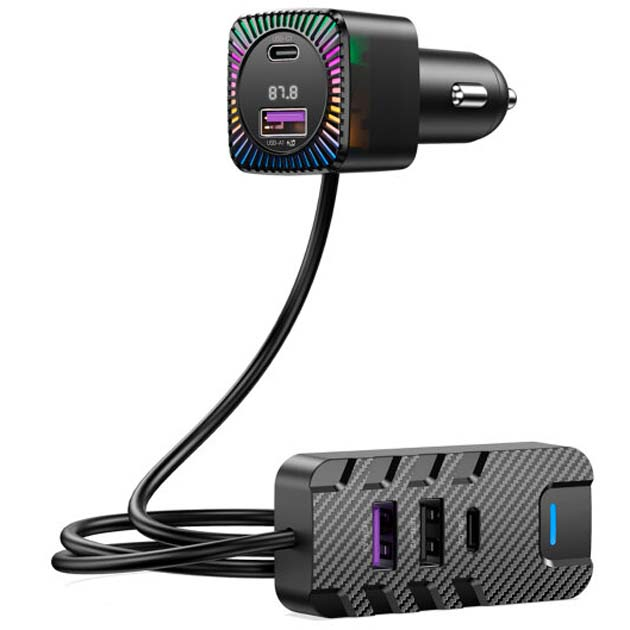 FM-модулятор XO BCC13 BТ Bluetooth 3USB, 2Type-C чорний), зображення 3 FM-модулятор XO BCC13 BТ Bluetooth 3USB, 2Type-C чорний), зображення 3