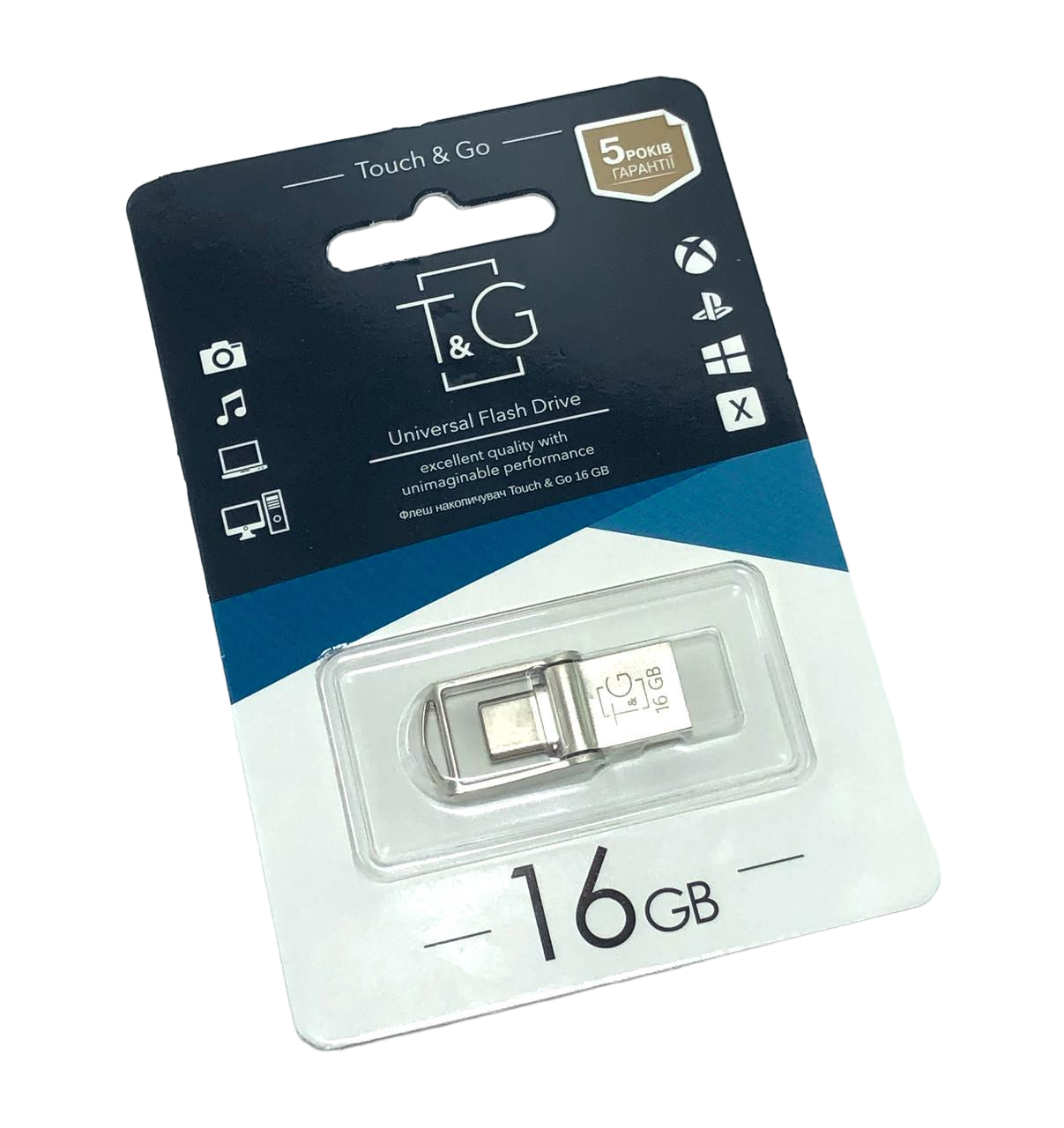 Флешка T&G 104 16GB 2.0 USB-Type C металева від батарейки.com.ua