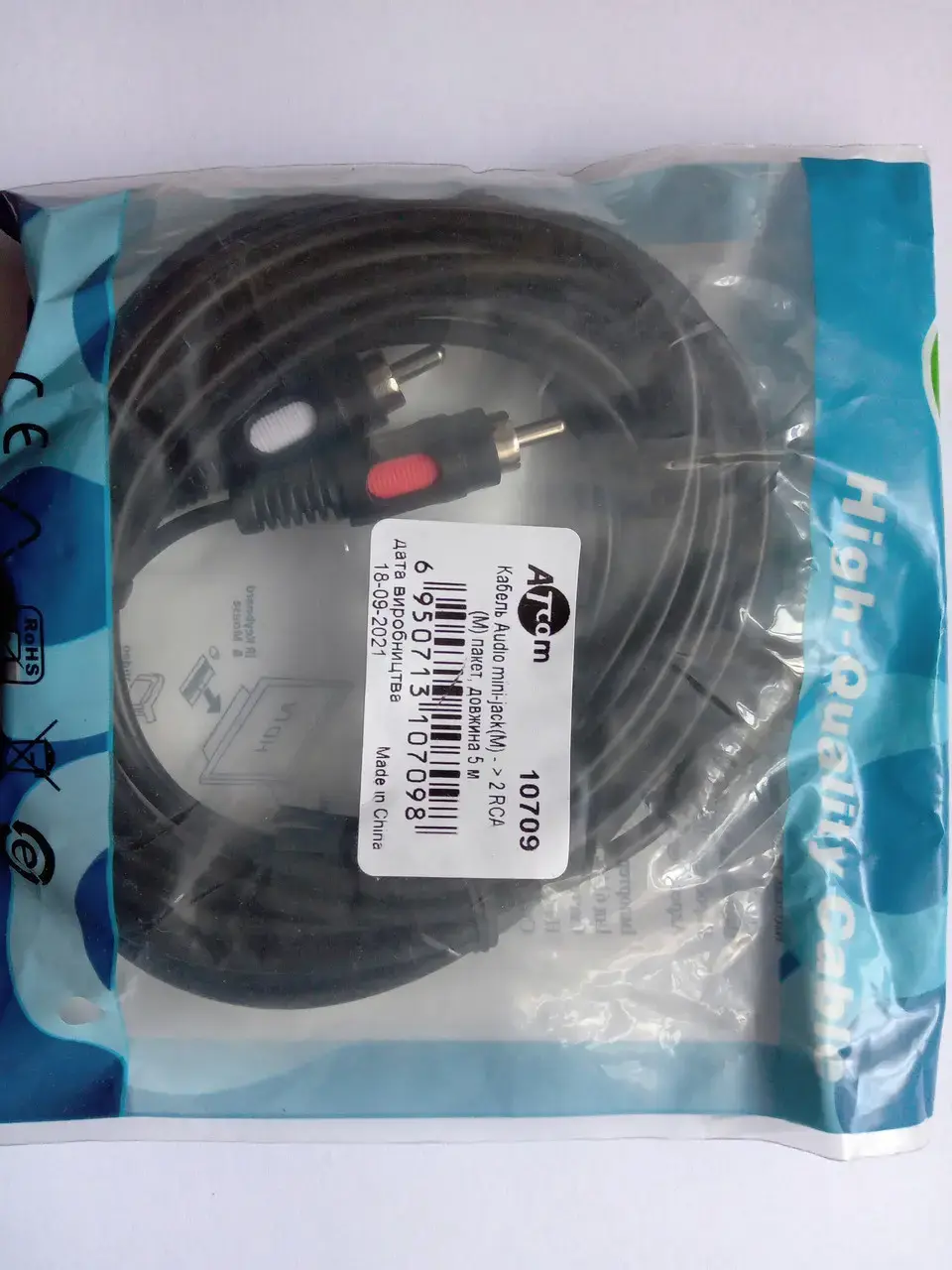 Кабель ATCOM AUX jack3.5 - 2RCA 5.0m 10709), зображення 3 Кабель ATCOM AUX jack3.5 - 2RCA 5.0m 10709), зображення 3