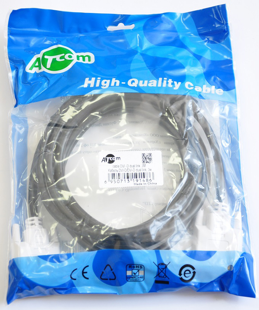 Кабель ATCOM DVI-DVI 24/24pin 3.0m чорний 9148), зображення 2