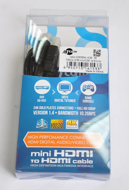 Кабель ATCOM HDMI - mini HDMI 1m 6153), зображення 4 Кабель ATCOM HDMI - mini HDMI 1m 6153), зображення 4