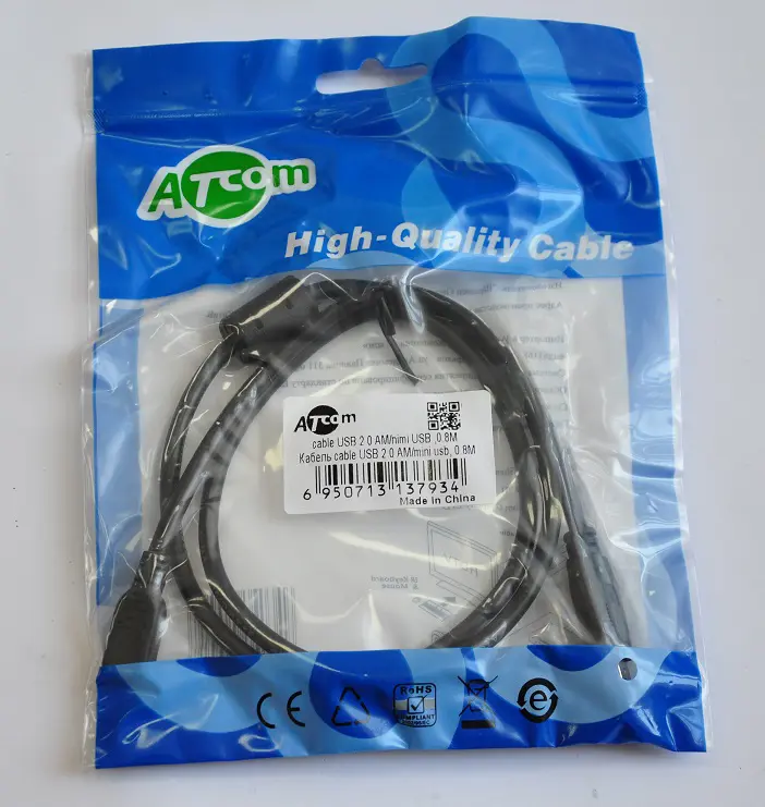 Кабель ATCOM USB - Mini ferit 0.8m 3793), зображення 4