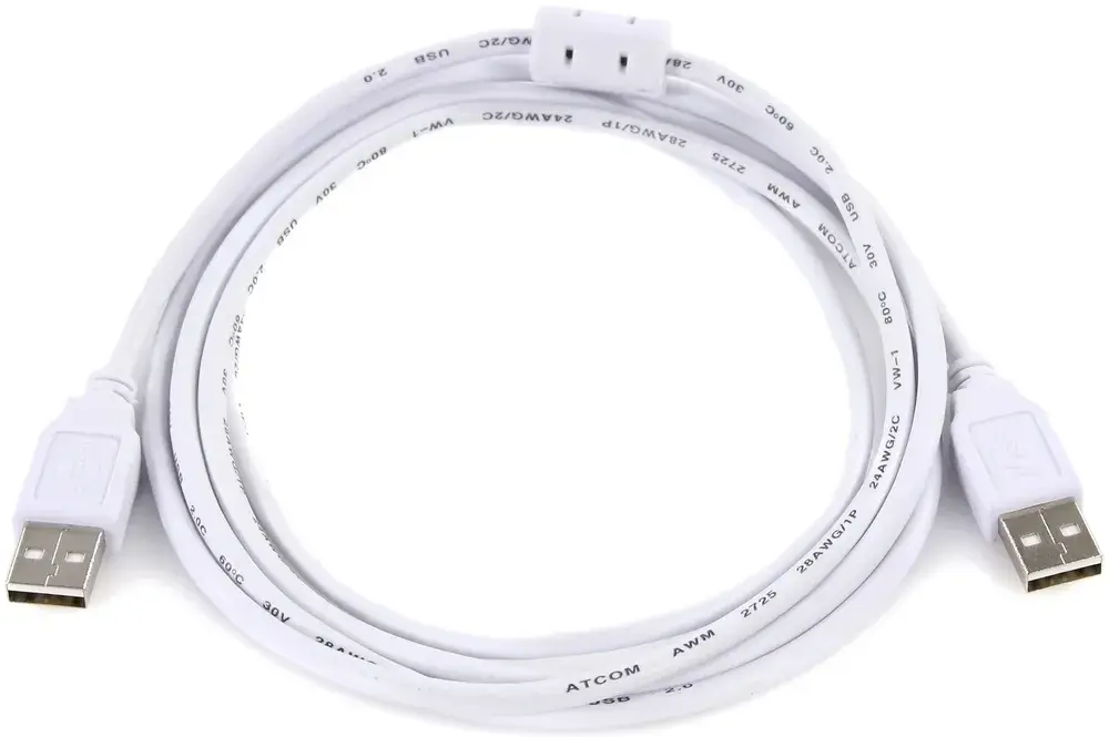 Кабель ATCOM USB - USB 1.8m white 16614 від батарейки.com.ua