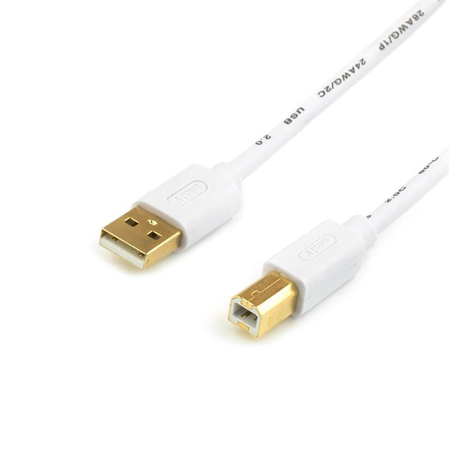 Кабель ATCOM USB AM - USB BM 0.8 м білий 14370), зображення 3 Кабель ATCOM USB AM - USB BM 0.8 м білий 14370), зображення 3