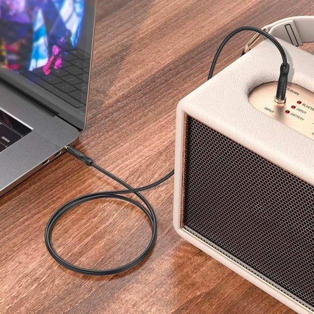 Кабель BOROFONE BL16 AUX 1m чорний), зображення 4 Кабель BOROFONE BL16 AUX 1m чорний), зображення 4