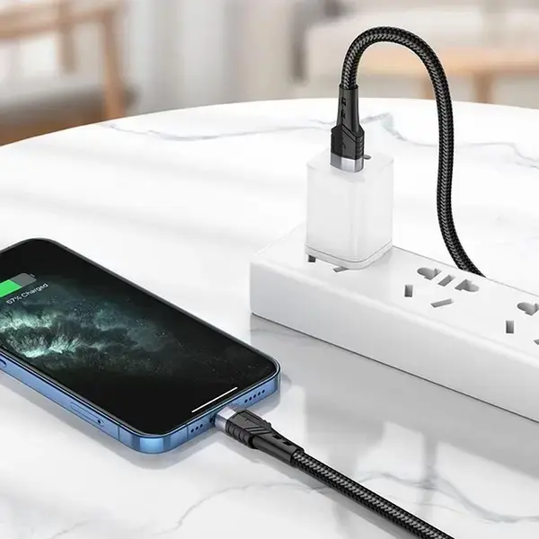 Кабель BOROFONE BU35 USB - lightning 2A 1,2m black), зображення 5 Кабель BOROFONE BU35 USB - lightning 2A 1,2m black), зображення 5