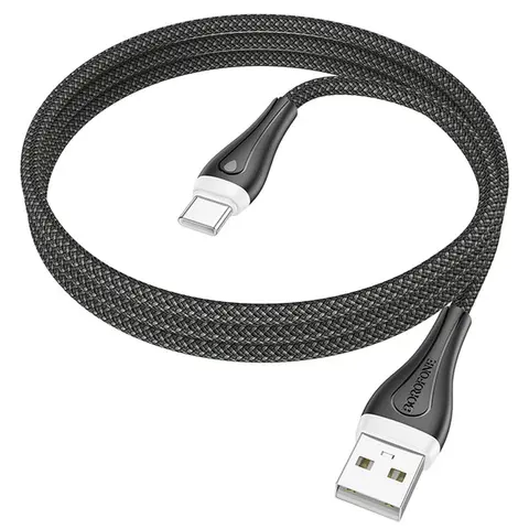 Кабель BOROFONE BX100 USB AM - Type-C 3A 1m чорний), зображення 4 Кабель BOROFONE BX100 USB AM - Type-C 3A 1m чорний), зображення 4