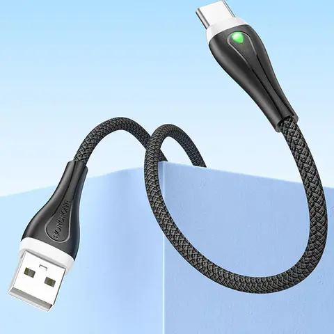 Кабель BOROFONE BX100 USB AM - Type-C 3A 1m чорний), зображення 5 Кабель BOROFONE BX100 USB AM - Type-C 3A 1m чорний), зображення 5