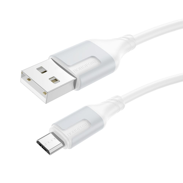 Кабель BOROFONE BX101 USB AM - Micro data 2,4A 1m білий), зображення 2