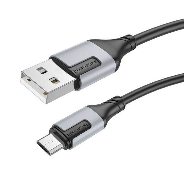 Кабель BOROFONE BX101 USB AM - Micro data 2,4A 1m чорний), зображення 2 Кабель BOROFONE BX101 USB AM - Micro data 2,4A 1m чорний), зображення 2