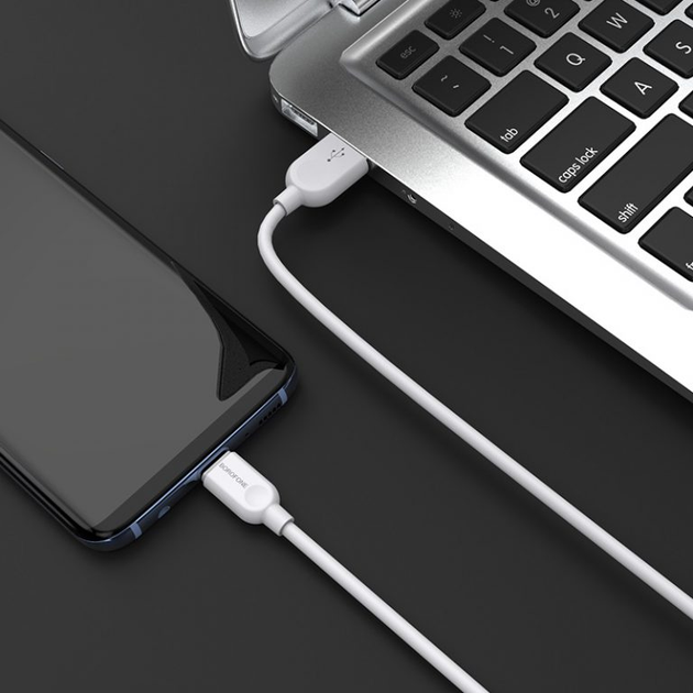 Кабель BOROFONE BX14 LinkJet USB AM - Type-C 2.4A 1m білий), зображення 4 Кабель BOROFONE BX14 LinkJet USB AM - Type-C 2.4A 1m білий), зображення 4
