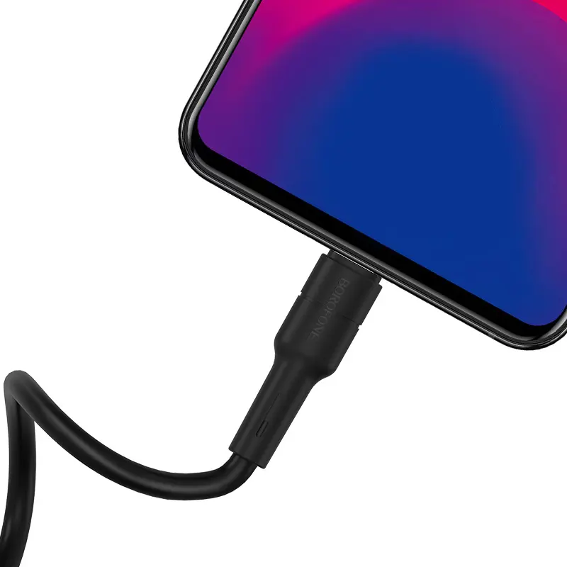 Кабель BOROFONE BX30 USB AM - Micro Silicone 2,4A 1m black), зображення 4 Кабель BOROFONE BX30 USB AM - Micro Silicone 2,4A 1m black), зображення 4