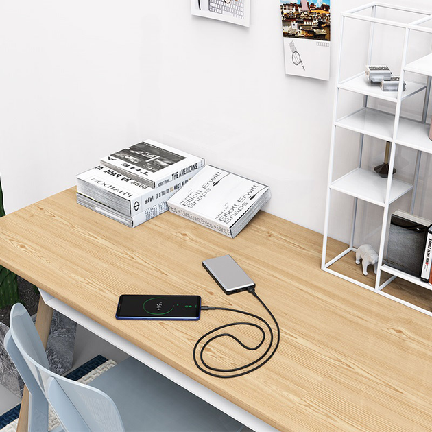 Кабель BOROFONE BX30 USB AM - Type-C Silicone 3A 1m black), зображення 4 Кабель BOROFONE BX30 USB AM - Type-C Silicone 3A 1m black), зображення 4