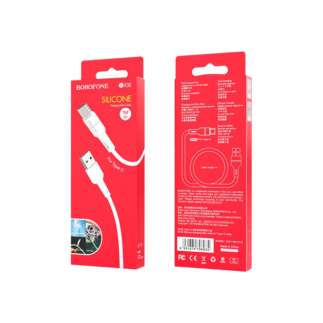 Кабель BOROFONE BX30 USB AM - Type-C Silicone 3A 1m white), зображення 3