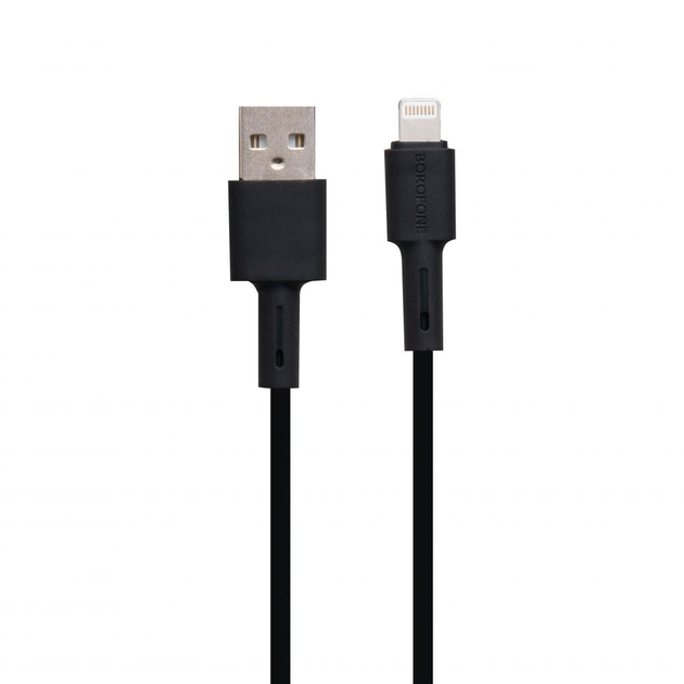 Кабель BOROFONE BX31 USB AM - lightning Soft silicone 2.4A 1m black), зображення 3 Кабель BOROFONE BX31 USB AM - lightning Soft silicone 2.4A 1m black), зображення 3