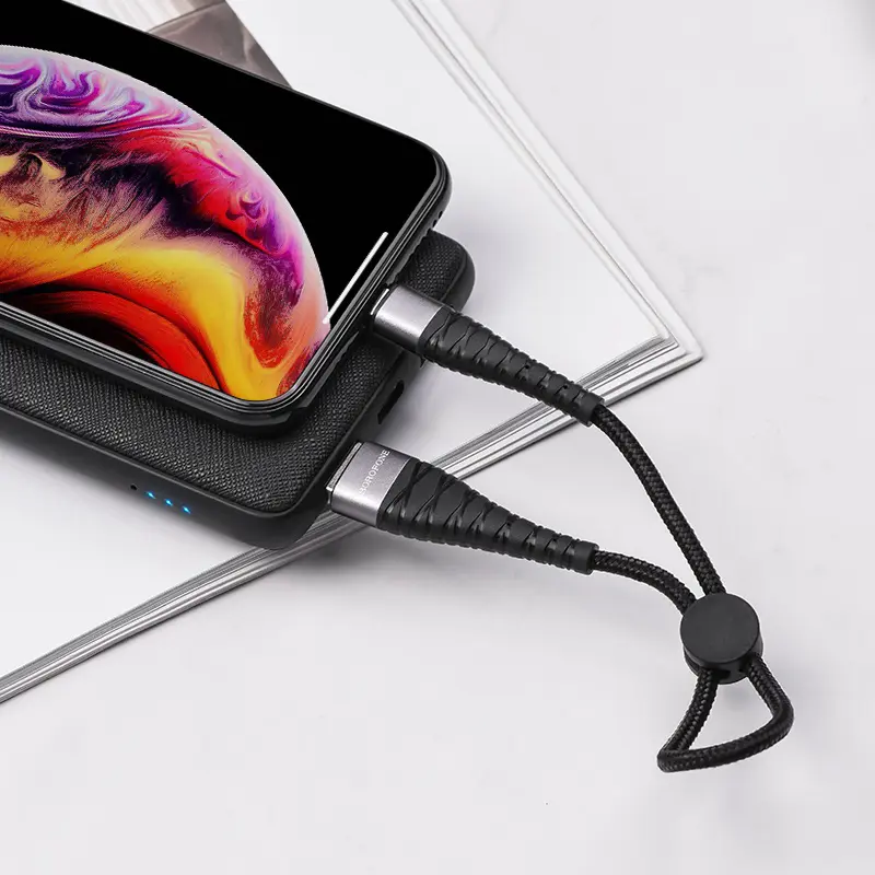 Кабель BOROFONE BX32 USB - Lightning (iPhone) 2.4A 0,25m nylon aluminum black), зображення 5