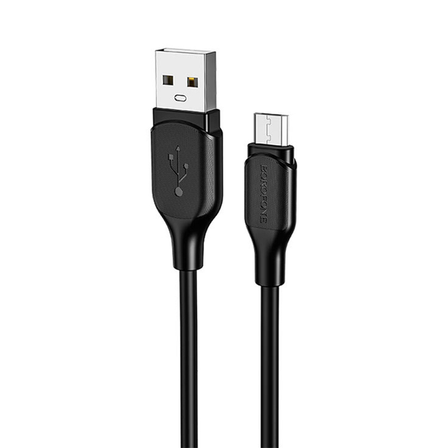 Кабель BOROFONE BX42 USB AM - Micro silicone 2.4A 1m black), зображення 4 Кабель BOROFONE BX42 USB AM - Micro silicone 2.4A 1m black), зображення 4
