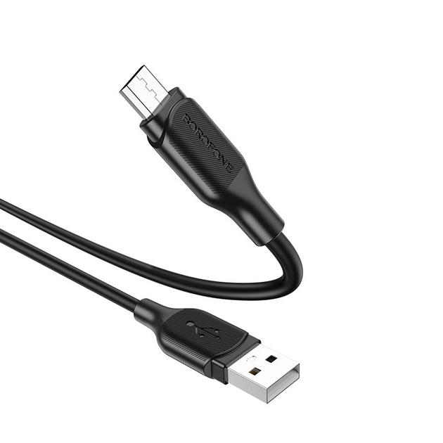 Кабель BOROFONE BX42 USB AM - Micro silicone 2.4A 1m black від батарейки.com.ua