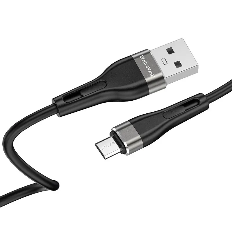 Кабель BOROFONE BX46 USB - Micro 2.4A 1m silicone black), зображення 4