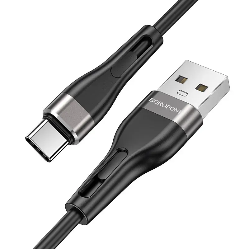 Кабель BOROFONE BX46 USB - Type-C 3A 1m silicone black), зображення 4 Кабель BOROFONE BX46 USB - Type-C 3A 1m silicone black), зображення 4