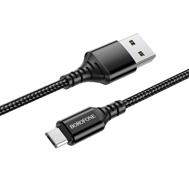 Кабель BOROFONE BX54 USB AM - Micro 2.4A 1m black), зображення 2 Кабель BOROFONE BX54 USB AM - Micro 2.4A 1m black), зображення 2