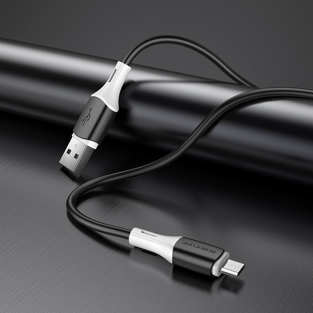 Кабель BOROFONE BX79 USB AM - Micro silicone 2.4A 1m чорний), зображення 4 Кабель BOROFONE BX79 USB AM - Micro silicone 2.4A 1m чорний), зображення 4