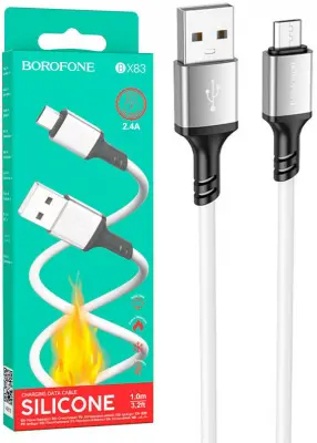 Кабель BOROFONE BX83 USB - Micro 2.4A 1m білий), зображення 2