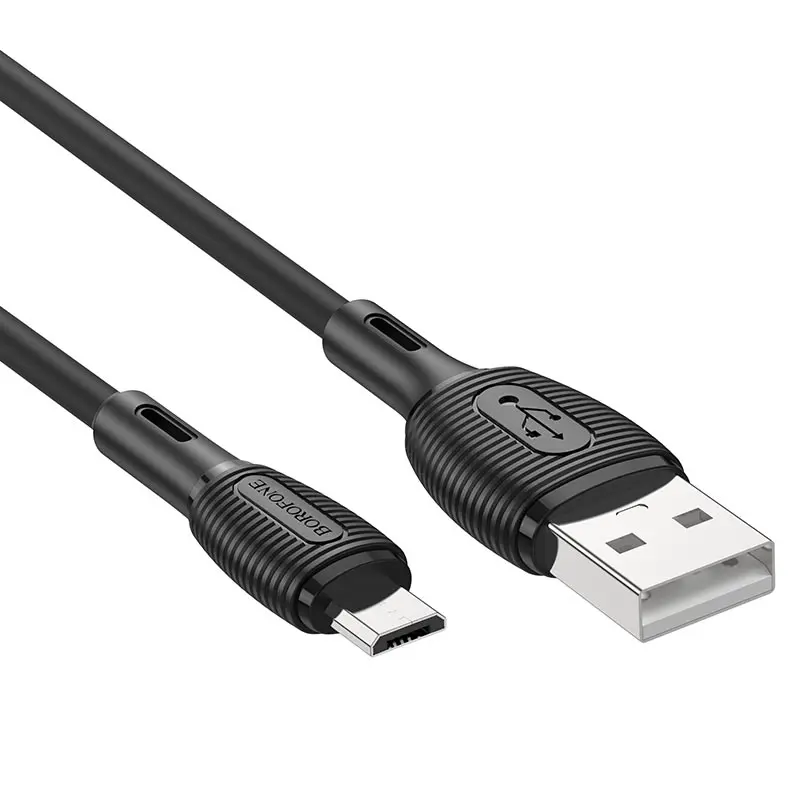 Кабель BOROFONE BX86 USB - Micro 2.4A 1m silicone чорний), зображення 4 Кабель BOROFONE BX86 USB - Micro 2.4A 1m silicone чорний), зображення 4