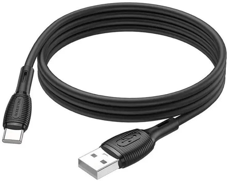 Кабель BOROFONE BX86 USB - Type-C 3A 1m silicone чорний від батарейки.com.ua