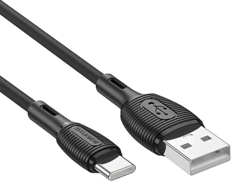 Кабель BOROFONE BX86 USB - Type-C 3A 1m silicone чорний), зображення 5 Кабель BOROFONE BX86 USB - Type-C 3A 1m silicone чорний), зображення 5
