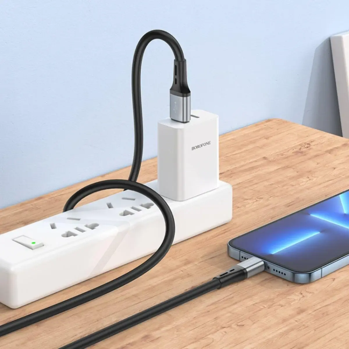 Кабель BOROFONE BX88 USB AM - lightning silicone 2.4A 1m чорний), зображення 4