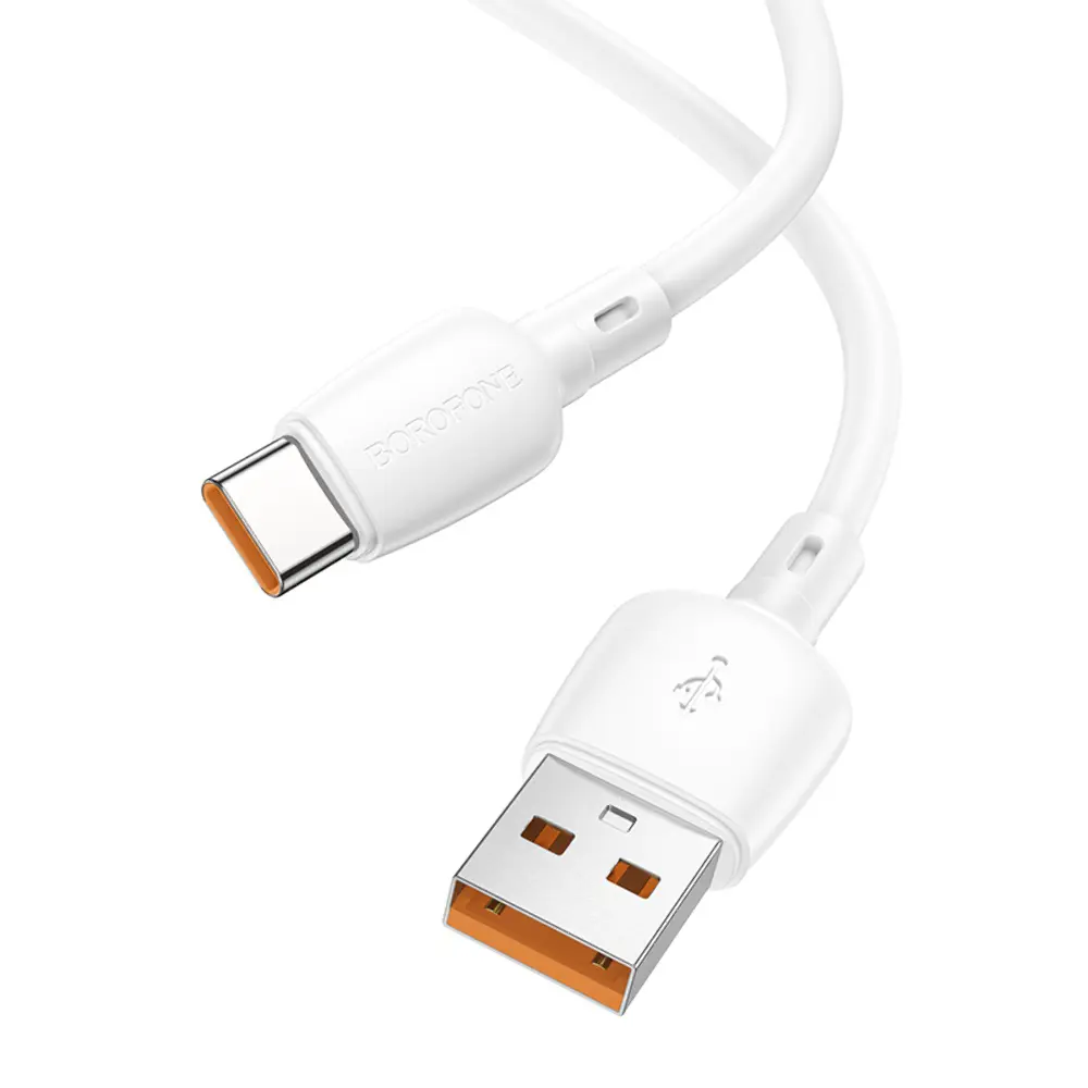 Кабель BOROFONE BX93 USB AM - Type-C 100W 6A 0,25m білий), зображення 4 Кабель BOROFONE BX93 USB AM - Type-C 100W 6A 0,25m білий), зображення 4