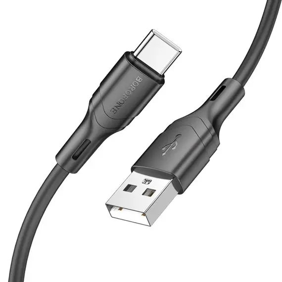 Кабель BOROFONE BX99 USB - Type-C 3A 1m silicone black), зображення 5 Кабель BOROFONE BX99 USB - Type-C 3A 1m silicone black), зображення 5