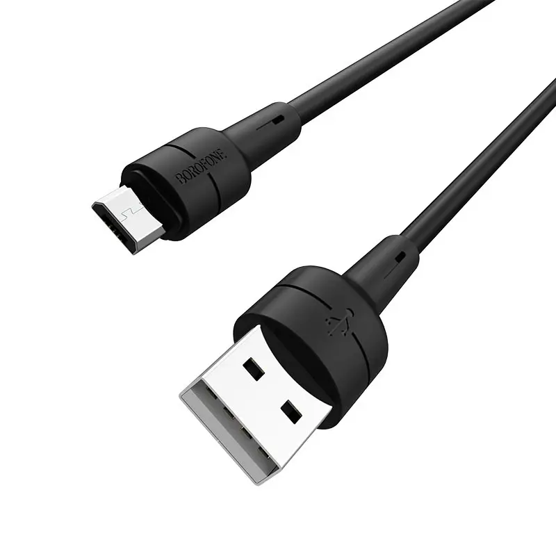 Кабель BOROFONE BX30 USB AM - Micro Silicone 2,4A 1m black), зображення 2 Кабель BOROFONE BX30 USB AM - Micro Silicone 2,4A 1m black), зображення 2
