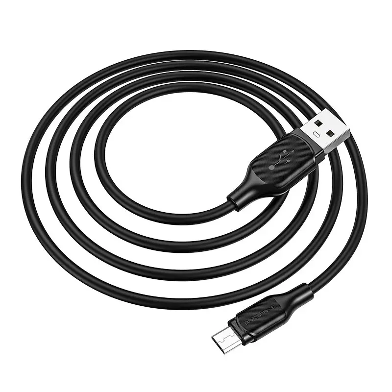 Кабель BOROFONE BX42 USB AM - Micro silicone 2.4A 1m black), зображення 2 Кабель BOROFONE BX42 USB AM - Micro silicone 2.4A 1m black), зображення 2