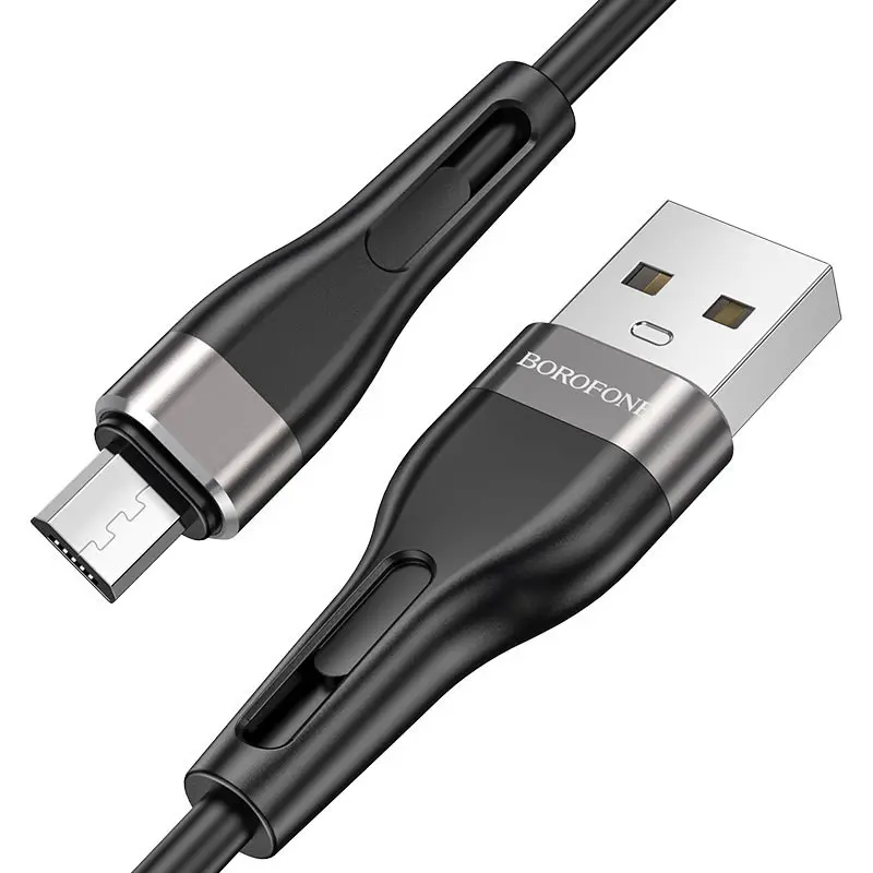 Кабель BOROFONE BX46 USB - Micro 2.4A 1m silicone black), зображення 2