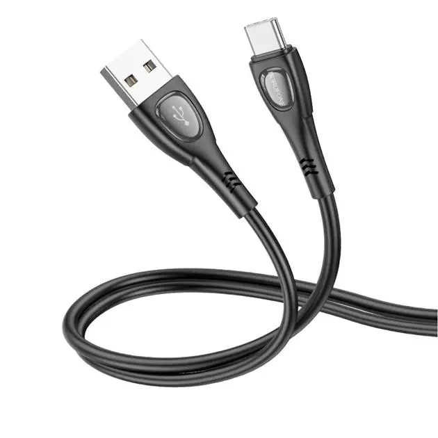 Кабель BOROFONE BX98 USB AM - Type-C 3A 1m чорний), зображення 2 Кабель BOROFONE BX98 USB AM - Type-C 3A 1m чорний), зображення 2