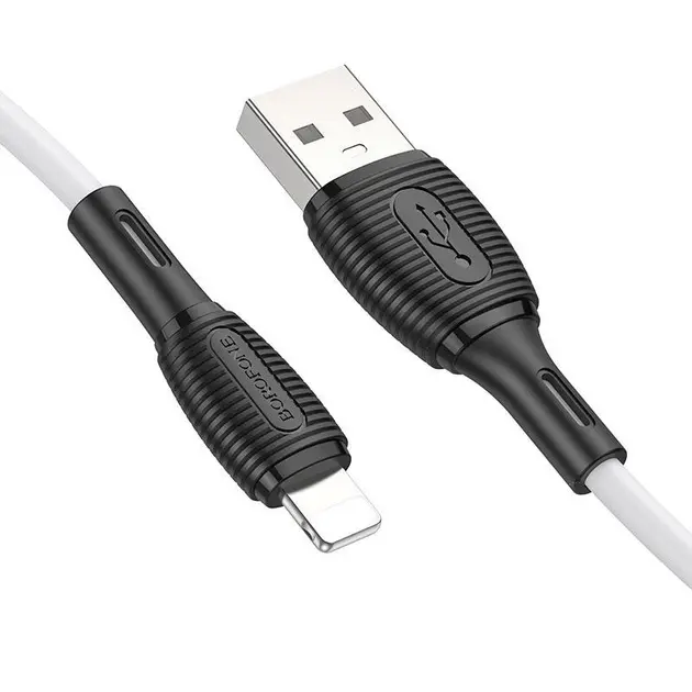Кабель BOROFONE BX86 USB To Lightning silicone 2.4A 1m білий), зображення 2
