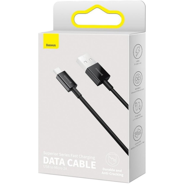 Кабель Baseus USB AM - Micro CAMYS-01 2A 1m Black), зображення 5 Кабель Baseus USB AM - Micro CAMYS-01 2A 1m Black), зображення 5