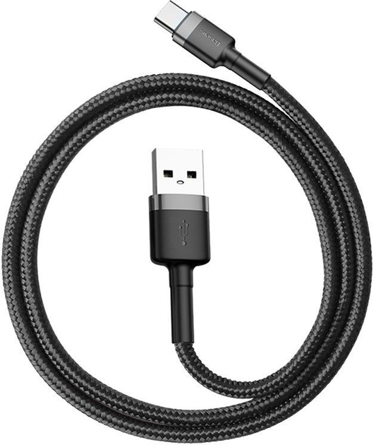 Кабель Baseus USB AM - Type-C Cafule CATKLF-CG1 2A 2m Black-grey), зображення 3 Кабель Baseus USB AM - Type-C Cafule CATKLF-CG1 2A 2m Black-grey), зображення 3