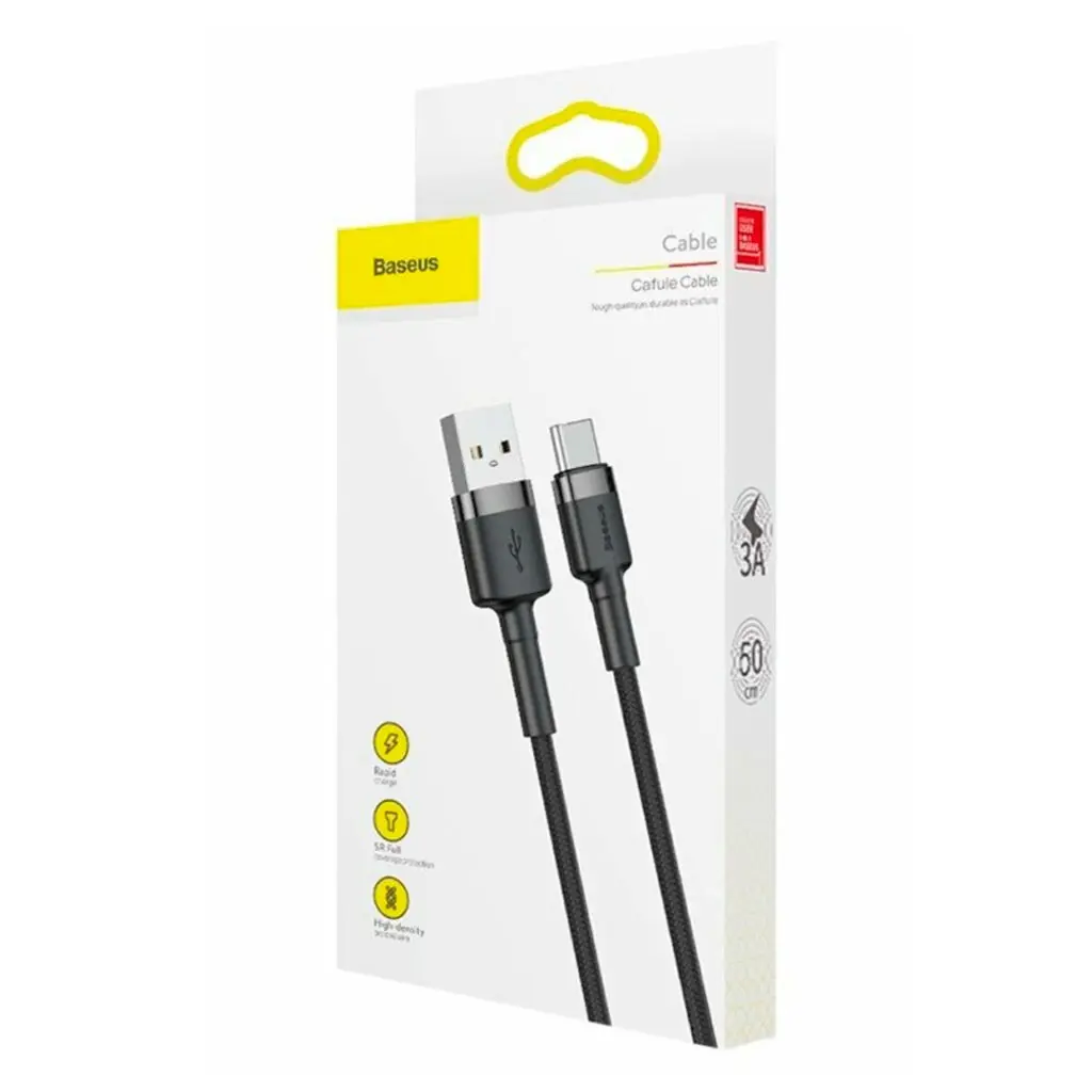 Кабель Baseus USB AM - Type-C Cafule CATKLF-CG1 2A 2m Black-grey), зображення 4 Кабель Baseus USB AM - Type-C Cafule CATKLF-CG1 2A 2m Black-grey), зображення 4
