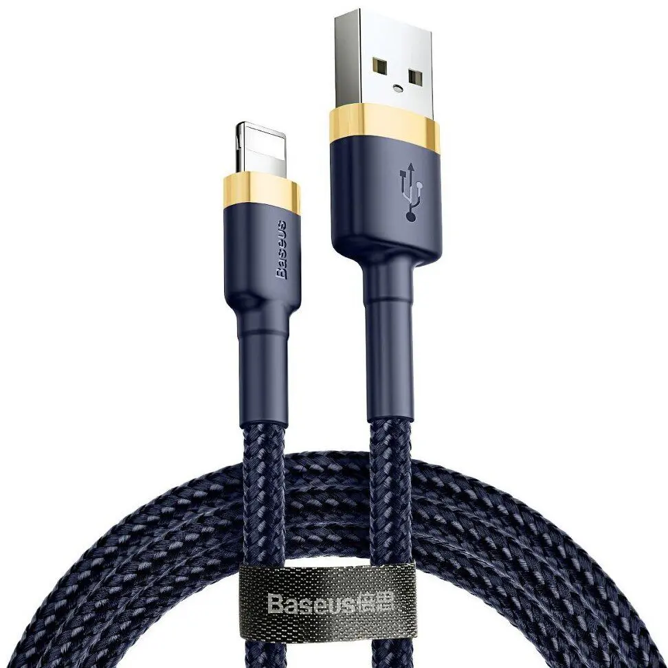 Кабель Baseus USB AM - lightning Cafule CALKLF-BV1 2,4A 1m.Black-gold), зображення 2