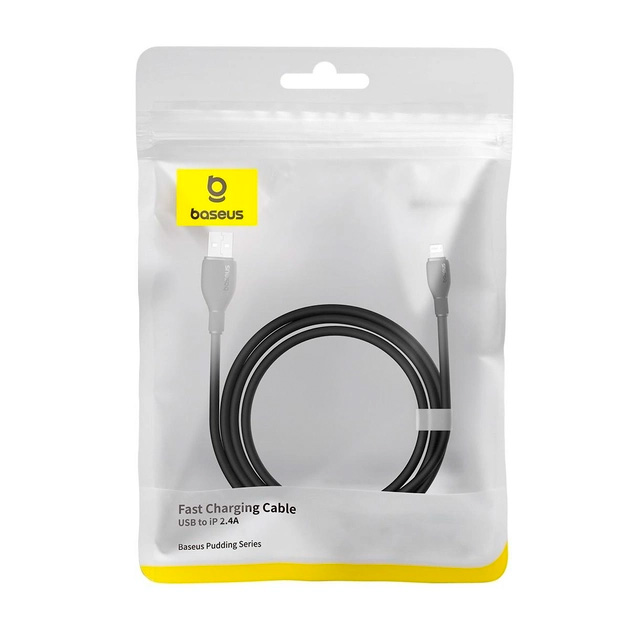 Кабель Baseus USB AM - lightning Pudding Series P10355700111-00 2.4A 1,2m Black), зображення 4 Кабель Baseus USB AM - lightning Pudding Series P10355700111-00 2.4A 1,2m Black), зображення 4