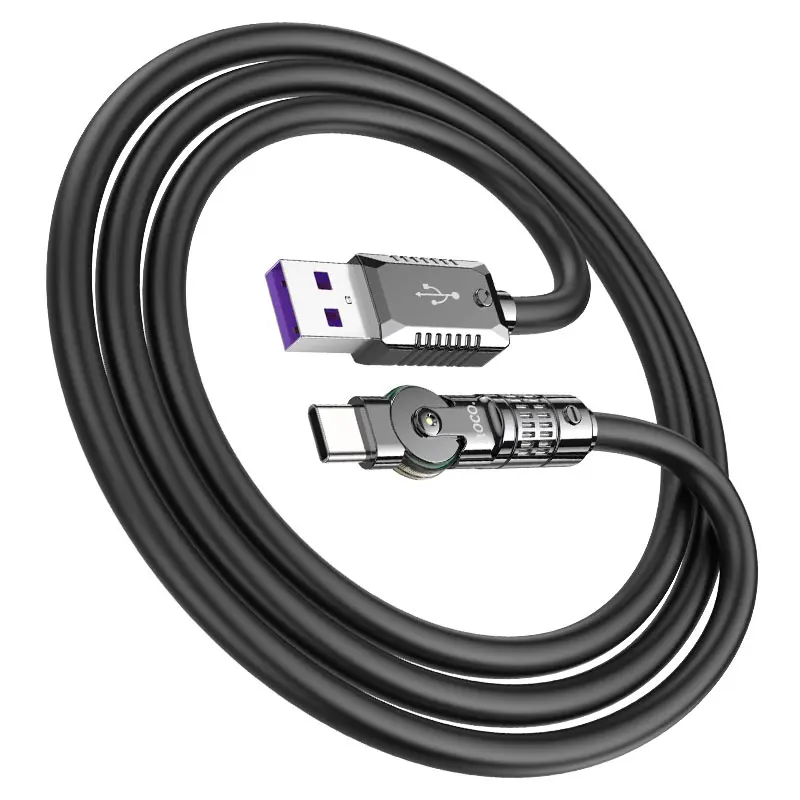 Кабель HOCO U118 USB - Type-C 100W 5A 1,2m чорний), зображення 3 Кабель HOCO U118 USB - Type-C 100W 5A 1,2m чорний), зображення 3