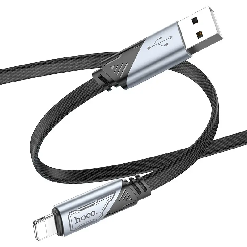 Кабель HOCO U119 USB - lightning 2.4A 1.2м чорний), зображення 2 Кабель HOCO U119 USB - lightning 2.4A 1.2м чорний), зображення 2