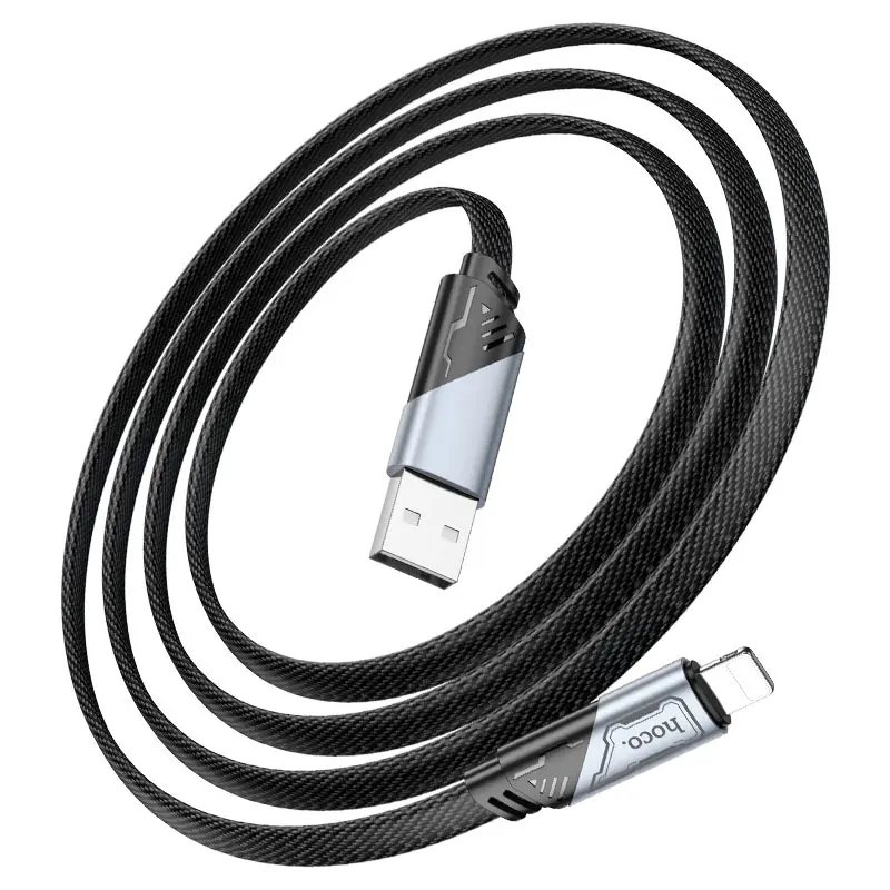 Кабель HOCO U119 USB - lightning 2.4A 1.2м чорний від батарейки.com.ua